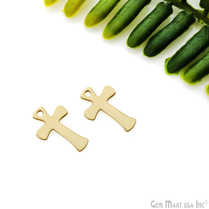 Cross Gold Laser Finding 10x15mm Gold Plated Charm For Bracelets & Pendants