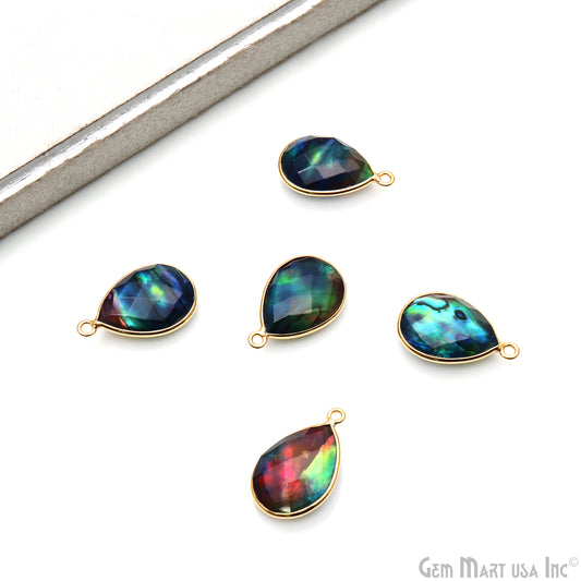 Multi Color Doublet Pears 12x16mm Single Bail Gold Bezel Gemstone Connector