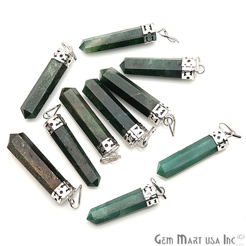 DIY Healing Gemstone Silver Pencil Point Ornate Pendant 1pc (Pick Stone) - GemMartUSA