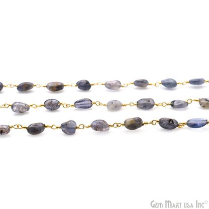 Iolite 8x5mm Tumble Beads Gold Plated Rosary Chain