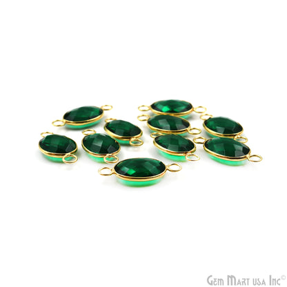 Oval 12x16mm Double Big Bail Gold Bezel Gemstone Connector