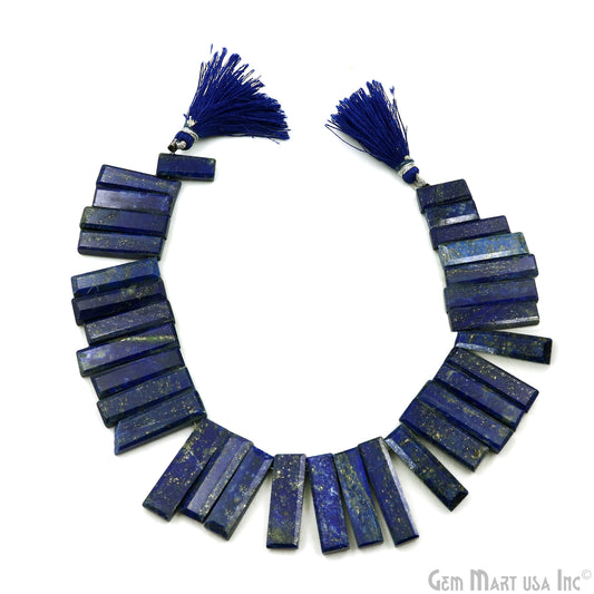 Lapis Rectangle Beads, 9 Inch Gemstone Strands, Drilled Strung Briolette Beads, Rectangle Shape, 28x10mm