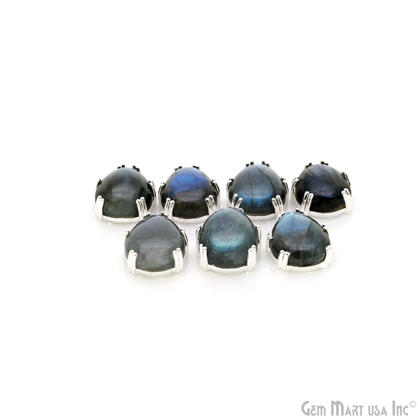 Flashy Labradorite Cabochon 23x16mm Pears Prong Silver Setting Single Bail Gemstone Connector