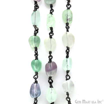 Fluorite 8x5mm Tumble Beads Oxidized Rosary Chain