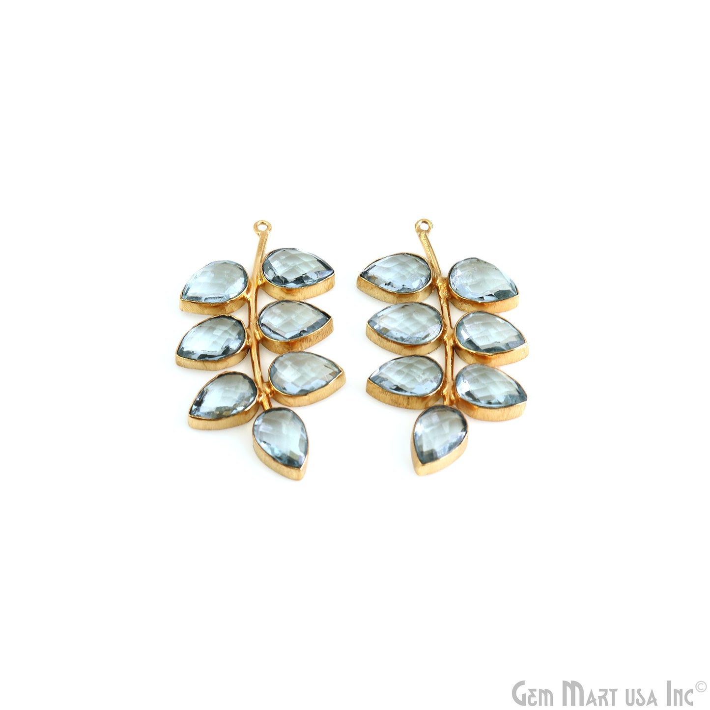 Pear shaped Leaf Earring, Gold Plated Leaf DIY Component Charm, Pear Cut Stone Earrings, 8x12mm