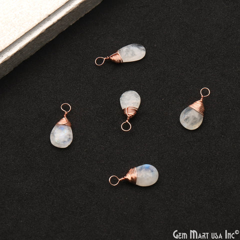 Pears 7x10mm Rose Gold Wire Wrapped Gemstone Connector