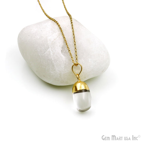 Crystal Tumbled 23x12mm Gold Electroplated Single Bail Gemstone Pendant