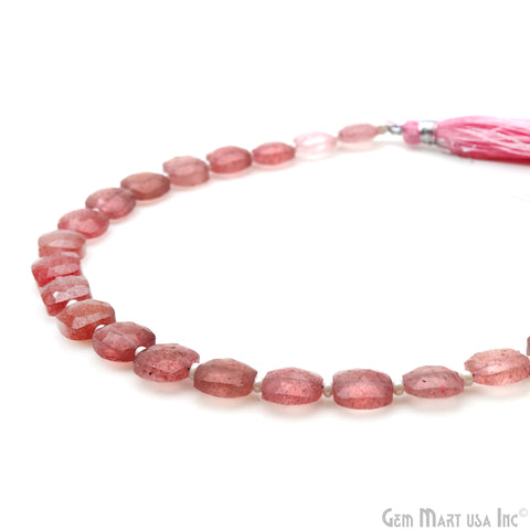 Strawberry Quartz Oval Beads, 7 Inch Gemstone Strands, Drilled Strung Briolette Beads, Oval Shape, 8mm