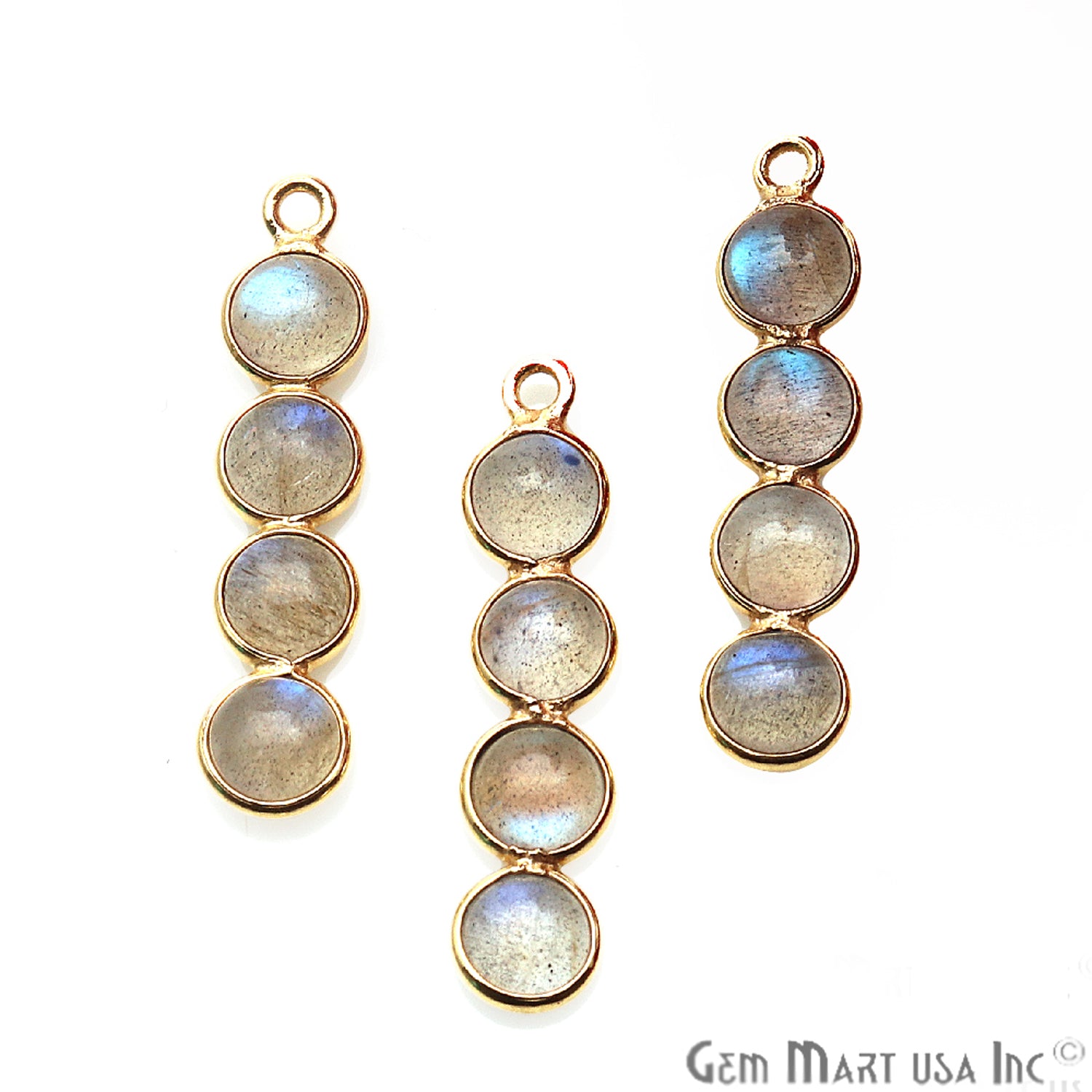 DIY, Labradorite Gold Plated 27X6mm Line Chandelier Finding Component - GemMartUSA