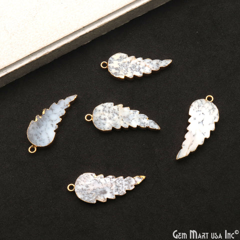 Gemstone Angel Wings 34x14mm Gold Electroplated Pendant