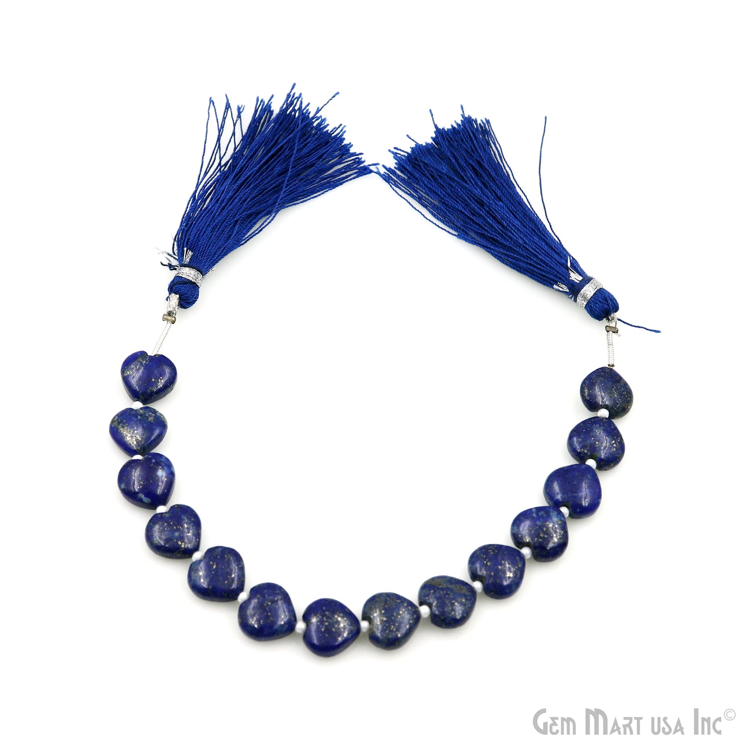 Lapis Heart Beads, 7 Inch Gemstone Strands, Drilled Strung Briolette Beads, Heart Shape, 10mm