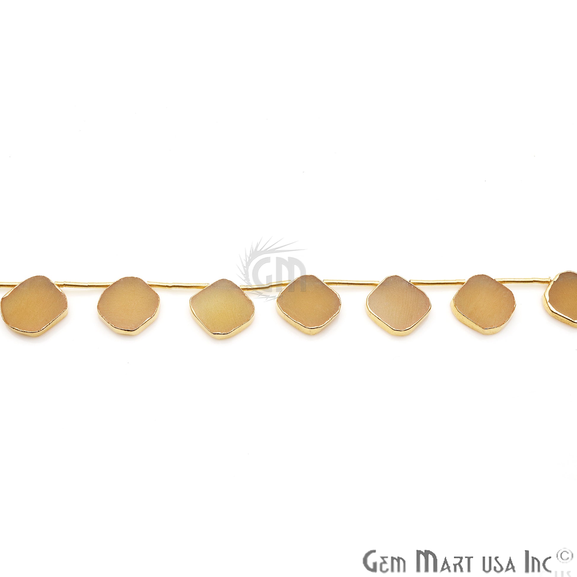 Sand Chalcedony Free Form Gold Electroplated 18x15mm Crafting Beads Gemstone 9 Inch Strands - GemMartUSA