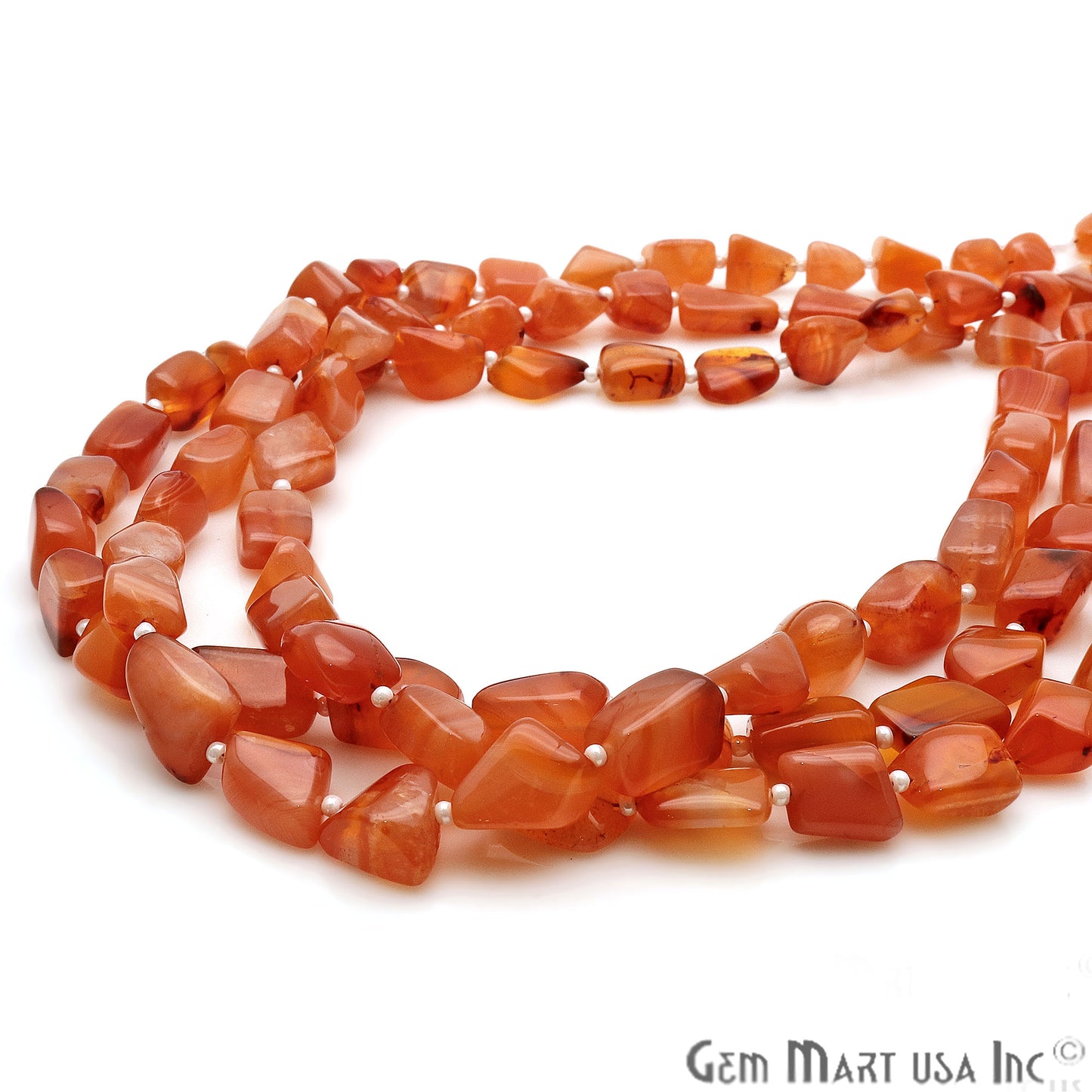 Carnelian Free Form 12x8mm Tumble Beads Gemstone Strands - GemMartUSA