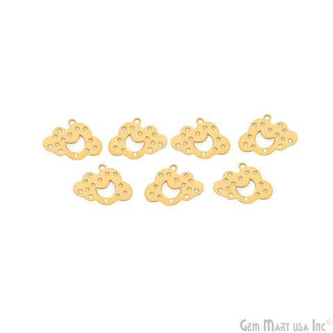 Clouds Moon With Star Charm Laser Finding Gold Plated 19x25mm Charm For Bracelets & Pendants