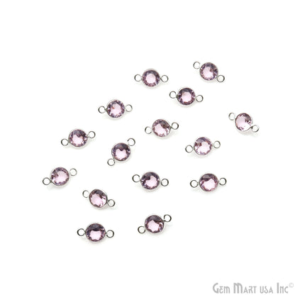 Morganite Quartz Round 6mm Brilliant Cut Silver Double Bail Connector