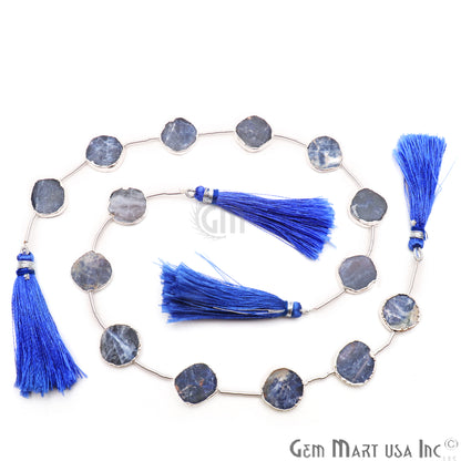 Sodalite Free Form 18x15mm Silver Edged Crafting Beads Gemstone Strands 9INCH - GemMartUSA