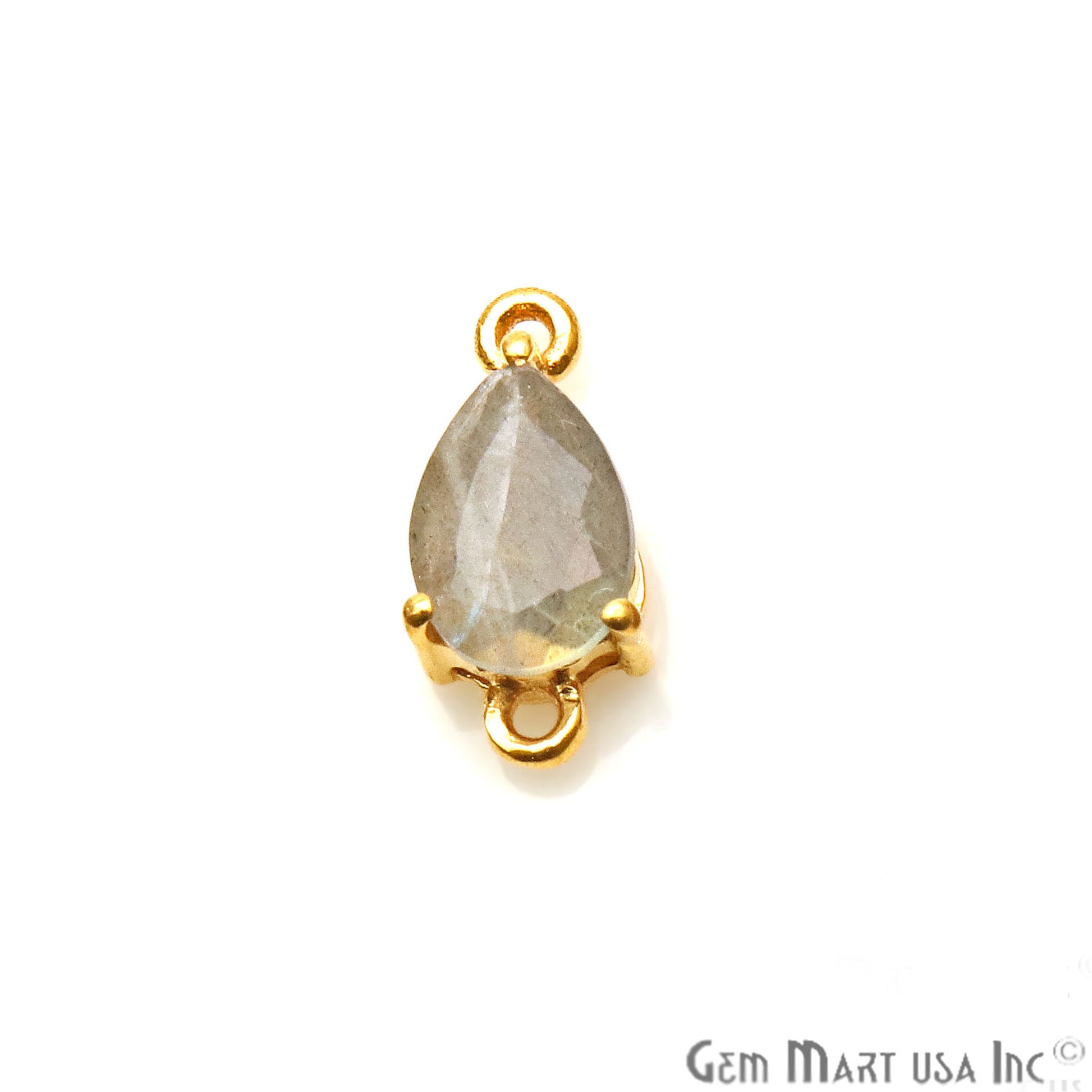 Labradorite Prong Setting Gold Plated Flashy Gemstone Connector - GemMartUSA