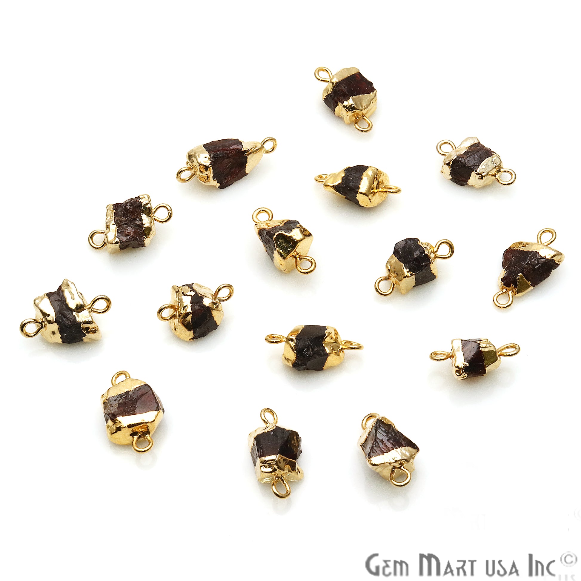 Rough Garnet Organic 16x9mm Gold Electroplated Pendant Connector - GemMartUSA