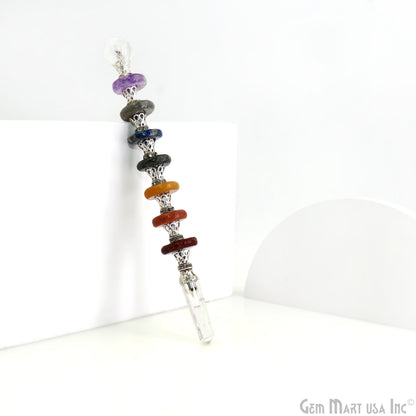 7 Chakra Round Crystal Wand 6-Inch,19mm Tumbled Stones with Crystal Ball for Spiritual Healing, Energy Balancing & Aura Cleansing