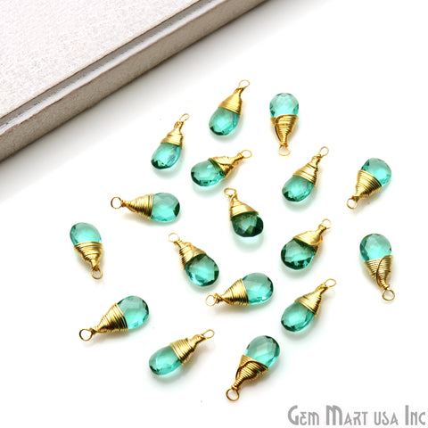 Pear 6x9mm Gold Plated Wire Wrapped Gemstone Connector - GemMartUSA