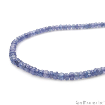 Tanzanite Rondelle Beads, 13 Inch Gemstone Strands, Drilled Strung Nugget Beads, Faceted Round, 4-5mm