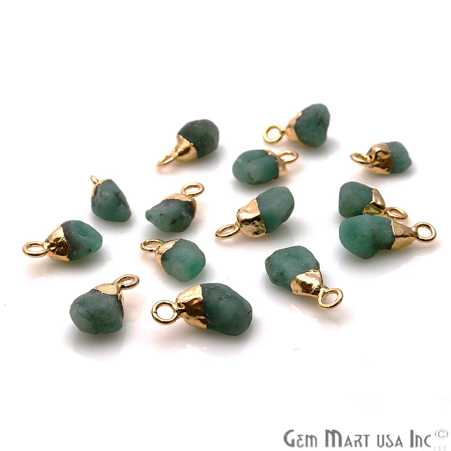 Chrysoprase Organic 11x5mm Gold Electroplated Pendant Connector - GemMartUSA