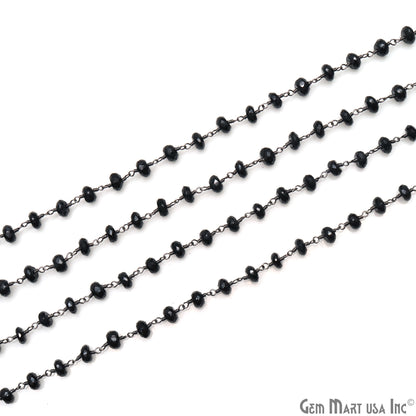 Black Spinel 5-6mm Oxidized Wire Wrapped Beads Rosary Chain