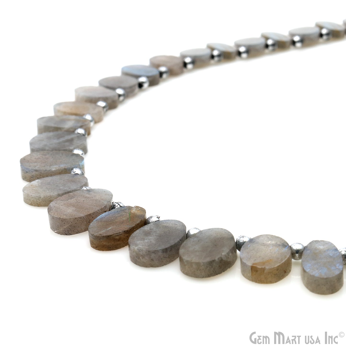 Labradorite Oval Beads, 6 Inch Gemstone Strands, Drilled Strung Briolette Beads, Oval Shape, 8x12mm