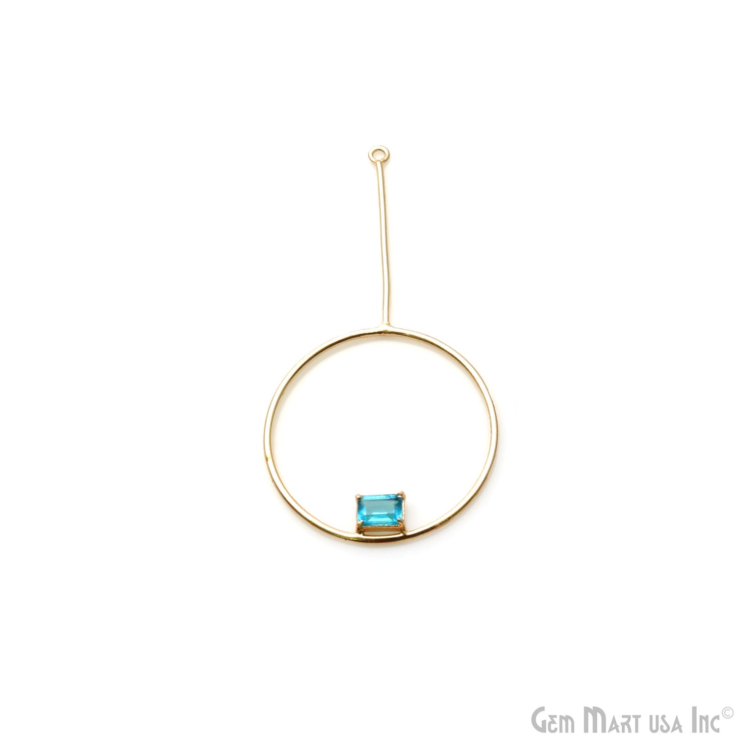 Round Dangler 66x33mm Gold Plated Gemstone Pendant Connector