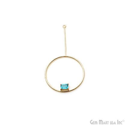 Round Dangler 66x33mm Gold Plated Gemstone Pendant Connector