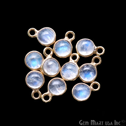 Rainbow Moonstone Cabochon 5mm Round Shape Gold Plated Single Bail Gemstone Connector - GemMartUSA