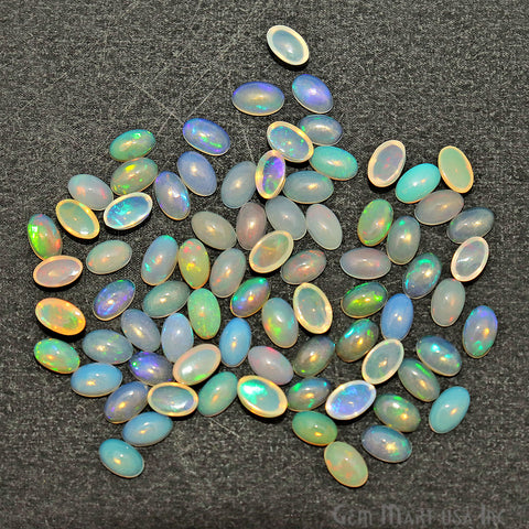 10pc Lot Natural Opal Gemstone 5x3mm Oval Beads Cabochons Loose Precious Stones - GemMartUSA