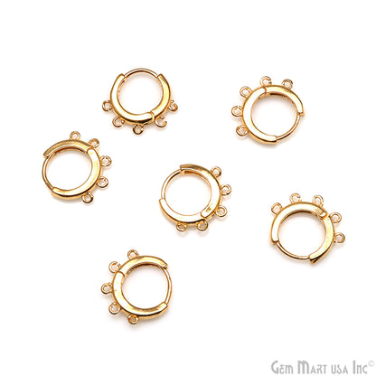 DIY Round 5 Loop Hoop Clasp Finding Studs Gold Plated Hoop Earring 1 Pair