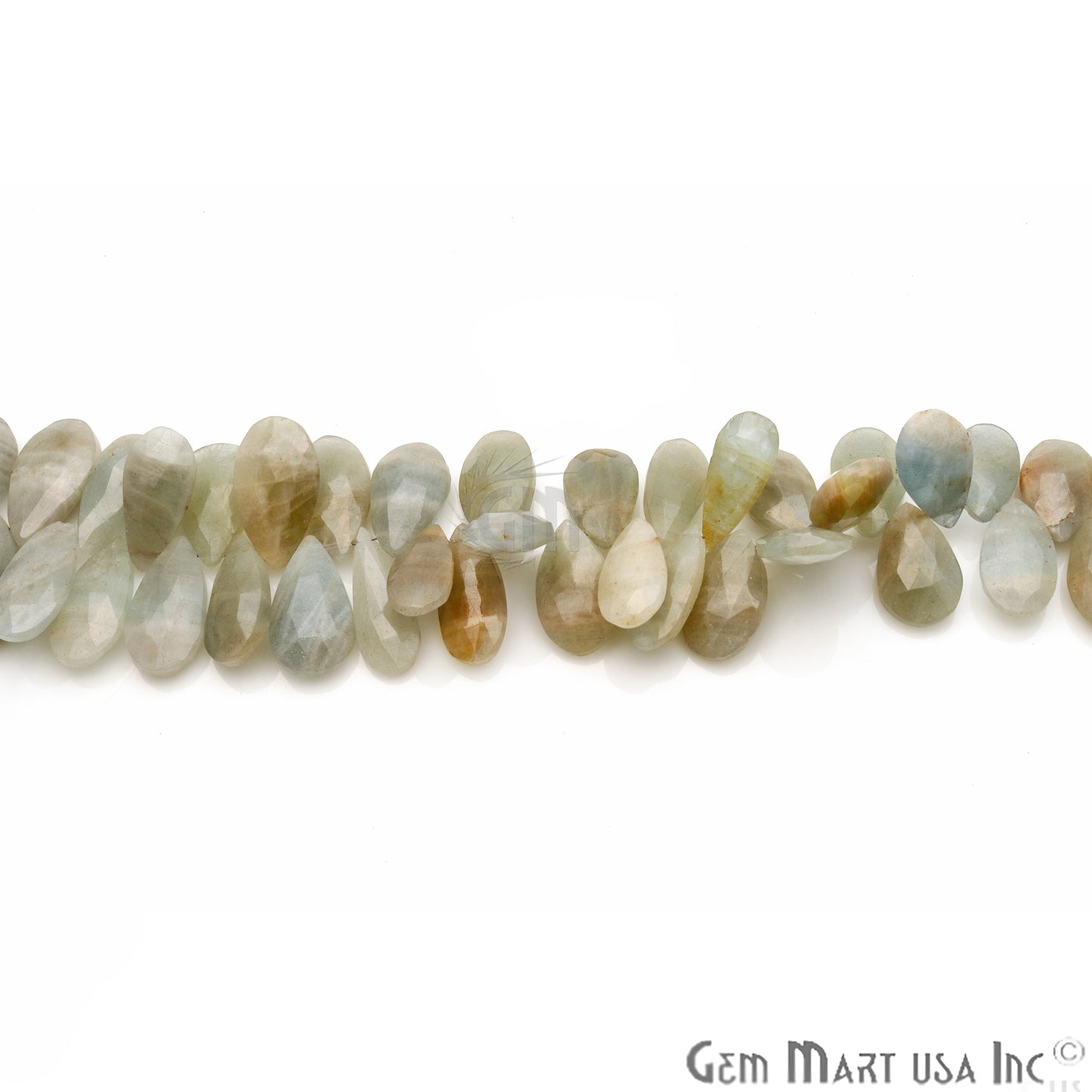 Milky Aqua Pears 34x11mm Crafting Beads Gemstone Strands 8INCH - GemMartUSA