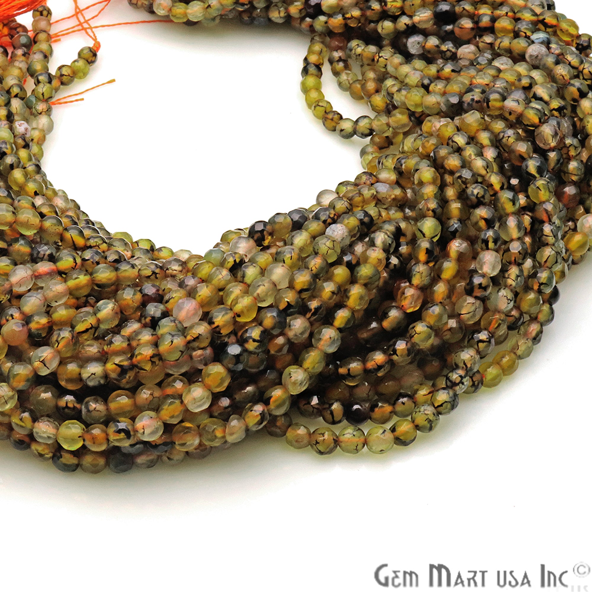 Bio Lemon Jade 4mm Faceted Rondelle Beads Strands 14Inch - GemMartUSA