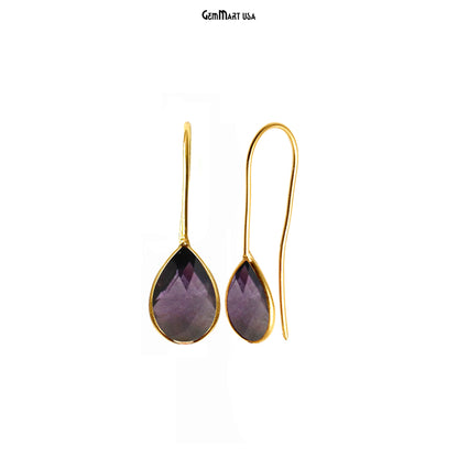 Pear Shape 31x9mm Gemstone Connector Hook Earrings