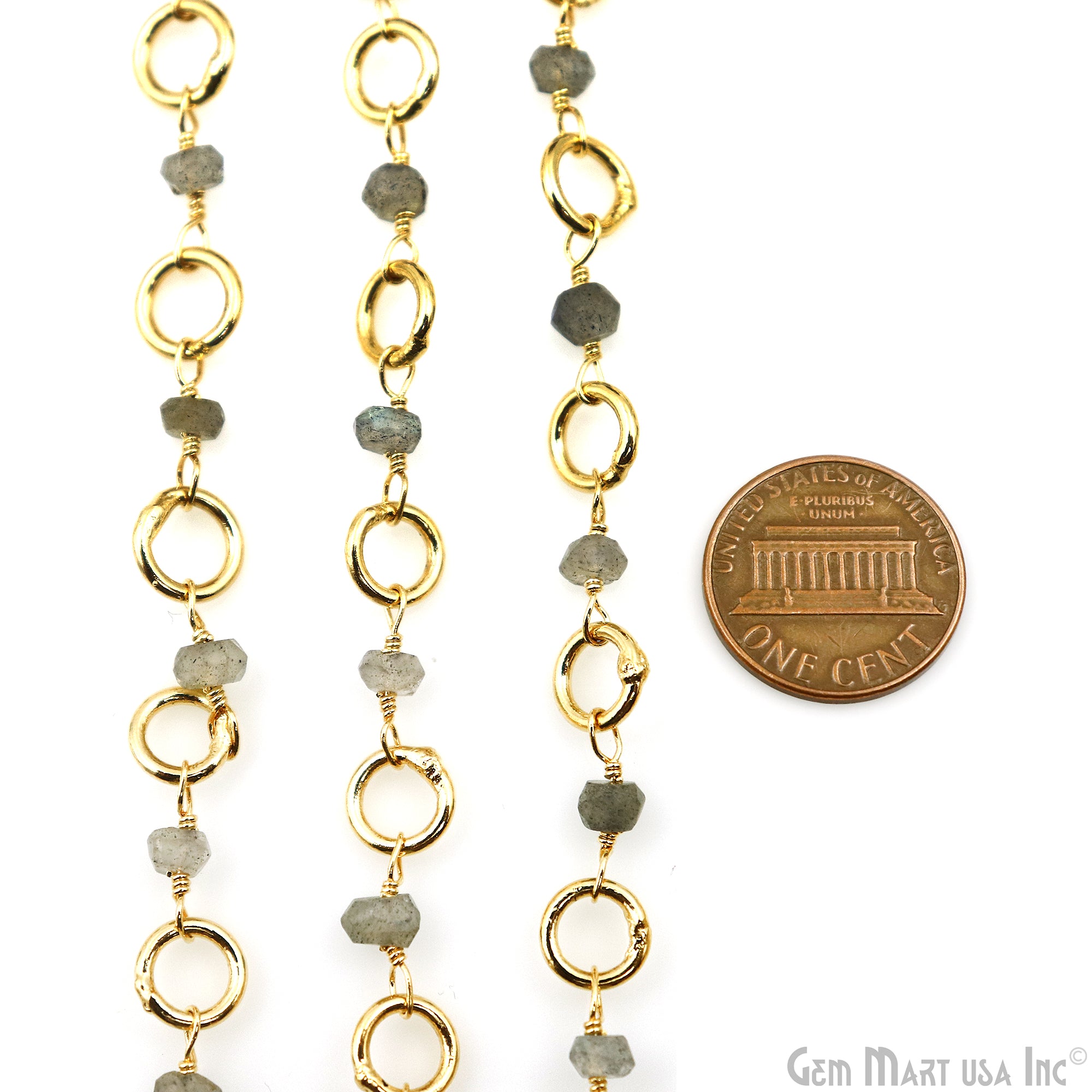 Labradorite With Gold Round Finding Rosary Chain