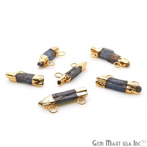 Rough Kyanite 29x12mm Gold Electroplated Double Bail Connector - GemMartUSA