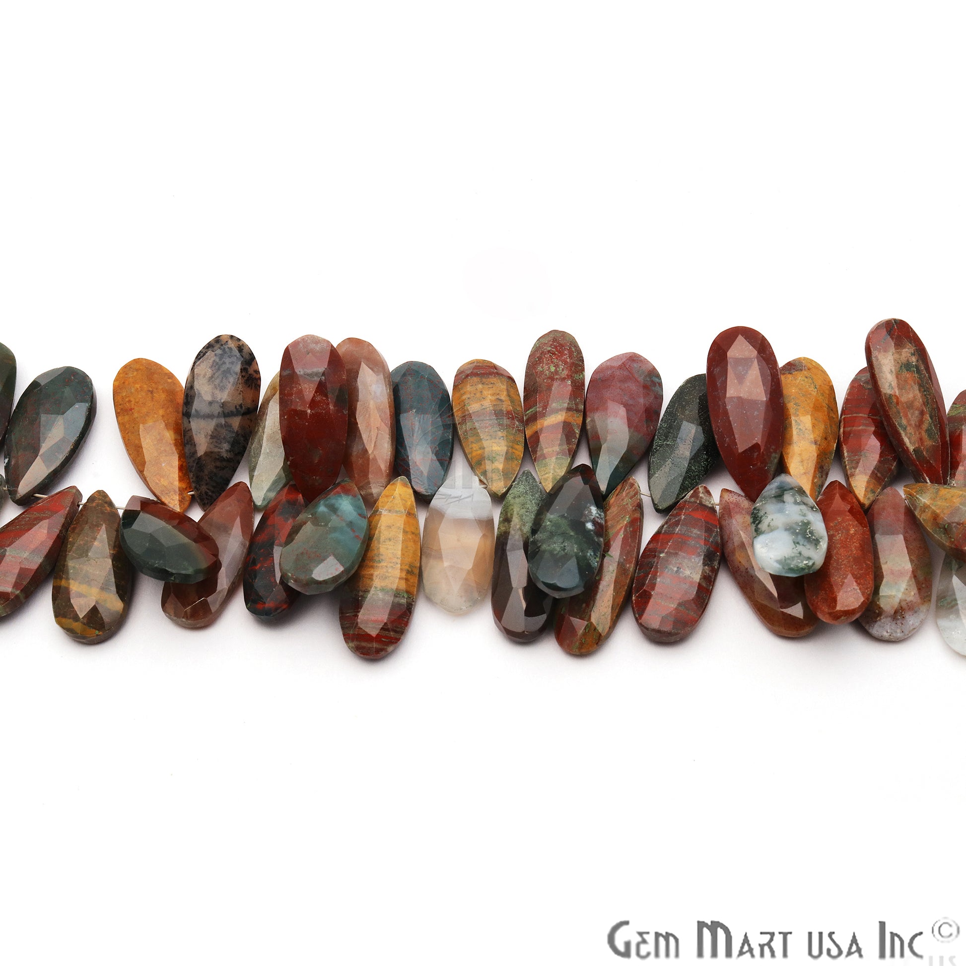 Indian Agate Pears 25x11mm Crafting Beads Gemstone Briolette Strands 8 Inch - GemMartUSA