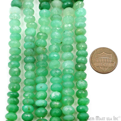 Chrysoprase Rondelle Beads, 13 Inch Gemstone Strands, Drilled Strung Nugget Beads, Faceted Round, 8-9mm