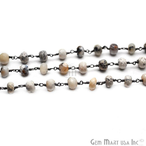 Dendrite Opal Oxidized Wire Wrapped Rosary Chain (762847494191)