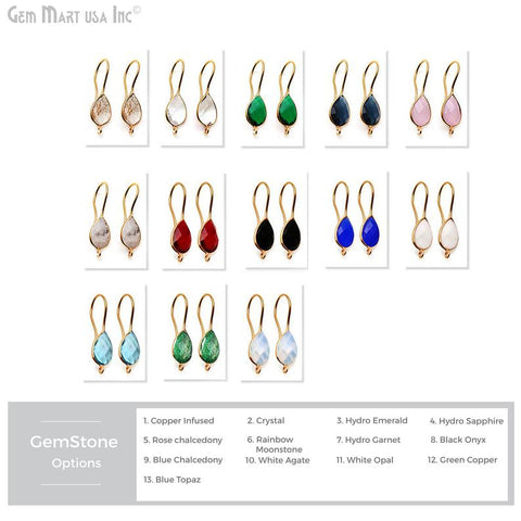 Pear Shape 31x9mm Gemstone Connector Hook Earrings