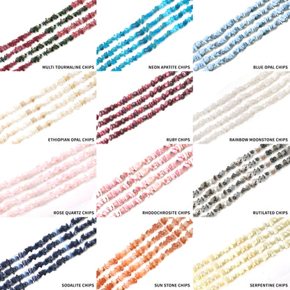 Natural Chip Beads, 34 Inch, Genuine Chip Strands, Drilled Strung Nugget Beads, 3-7mm, Polished, GemMartUSA (70001)