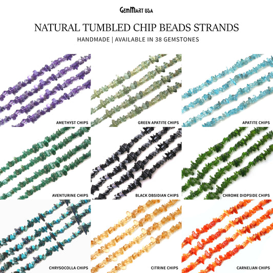 Natural Chip Beads, 34 Inch, Genuine Chip Strands, Drilled Strung Nugget Beads, 3-7mm, Polished, GemMartUSA (70001)