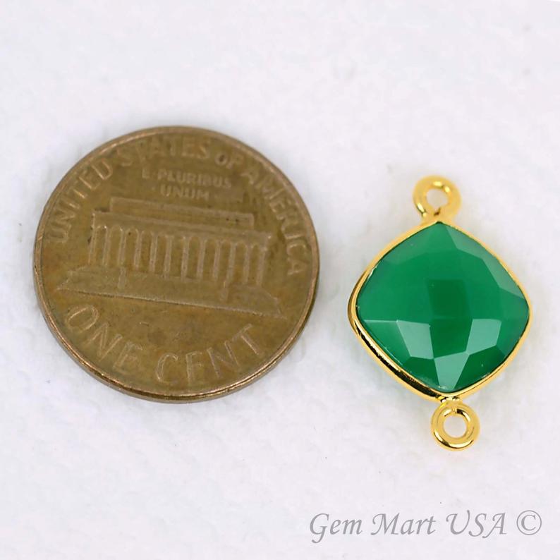 Cushion 10mm Double Bail Gold Bezel Gemstone Connector