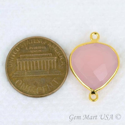 Heart 14mm Double Bail Gold Bezel Gemstone Connector