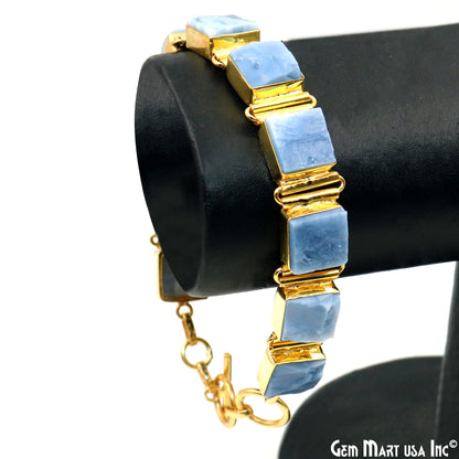 Rough Square Gemstone Toggle Closure Bracelet 7.5 INCH