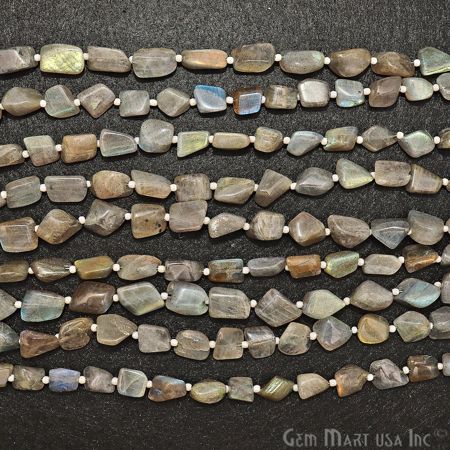 Labradorite Free Form 10x7mm Tumble Beads Gemstone Strands - GemMartUSA