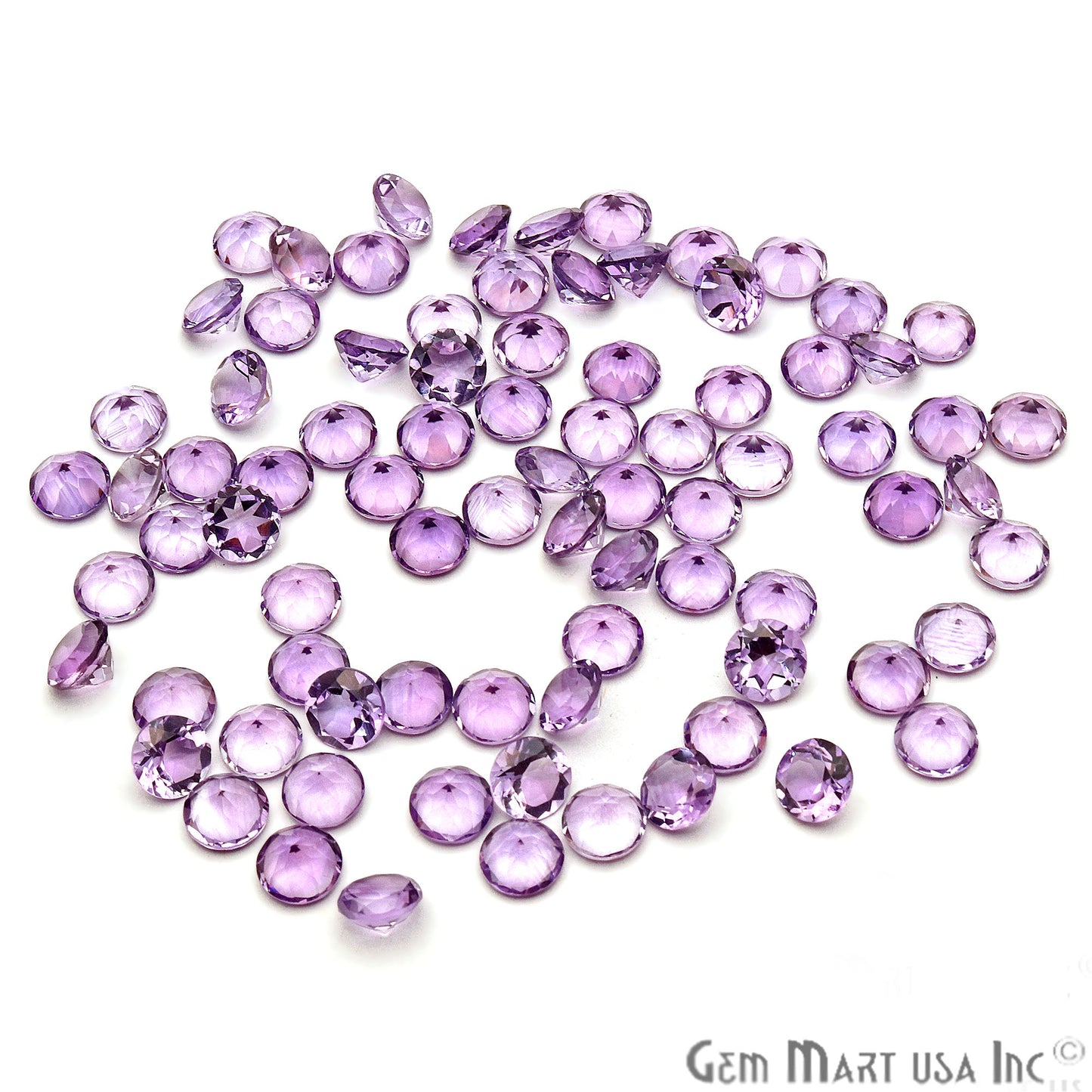 Amethyst Round Shape 7mm Faceted Loose Gemstone - GemMartUSA