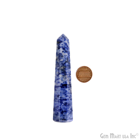 Sodalite Gemstone Jumbo Tower Crystal Tower Obelisk Healing Meditation Gemstones 4-5 Inch